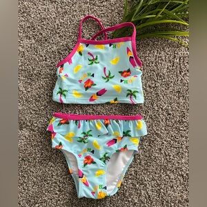 Joe Fresh | Toddler Bikini 2 Piece Hawaii Beach Print Blue and Pink | 12-18 Mo